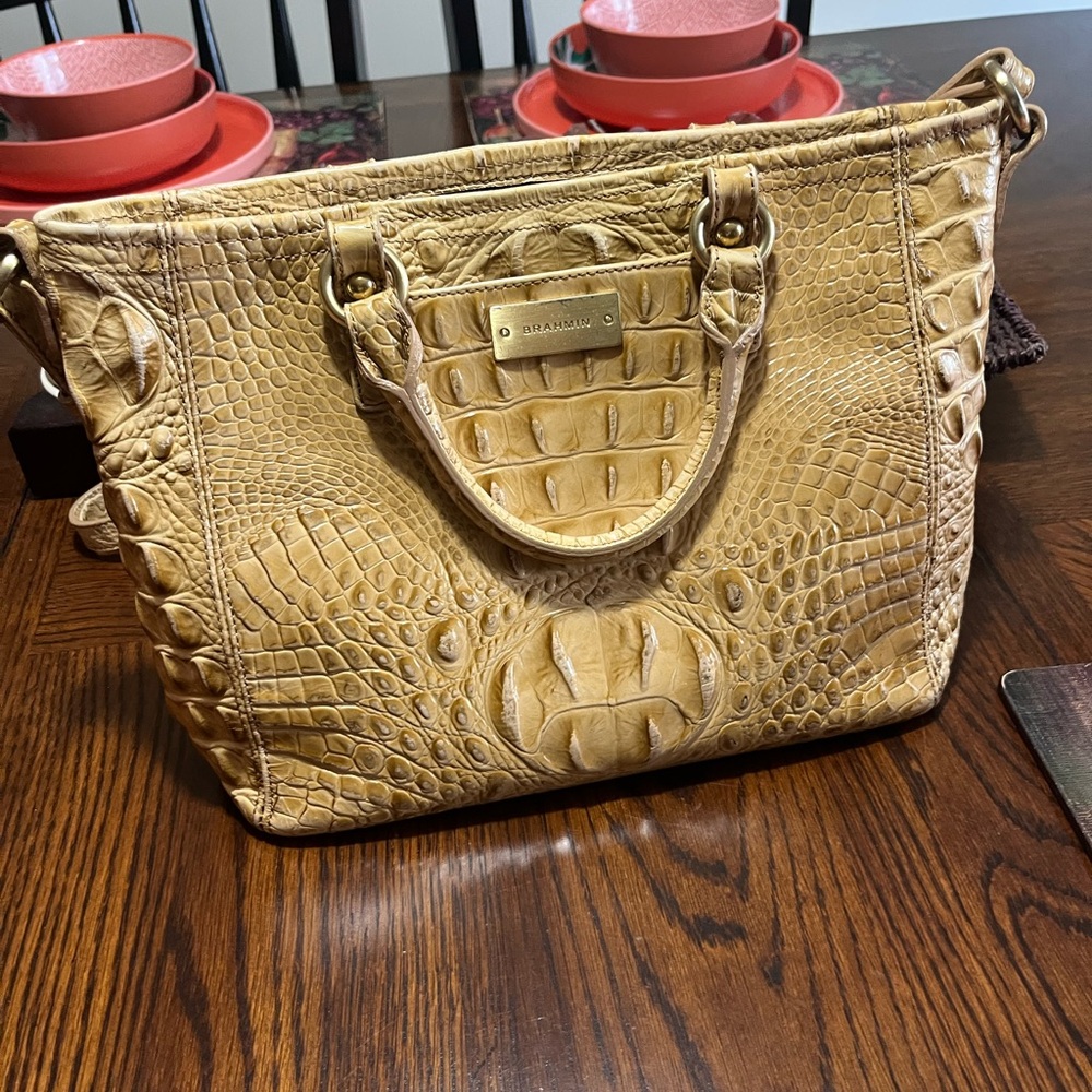 Brahmin Gold Crocodile Embossed Satchel